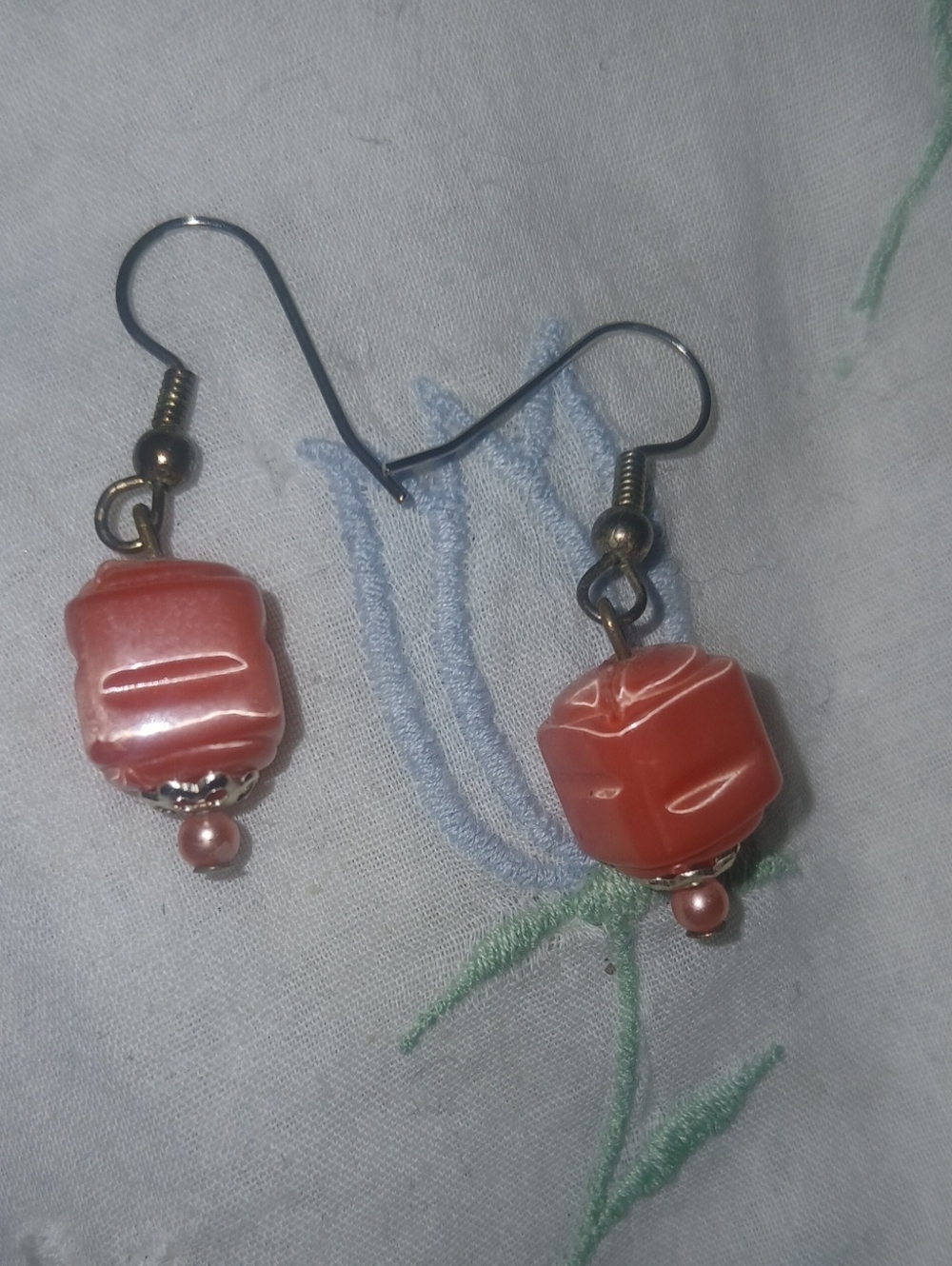 Gitano 80s Vintage Coral Bead Drop Earrings